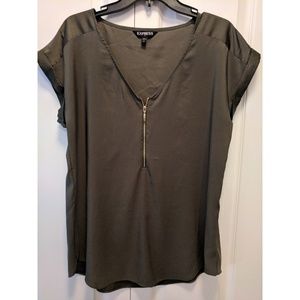 Express Olive Green Silky Top